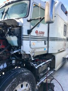 A truck that has been hit by an accident.